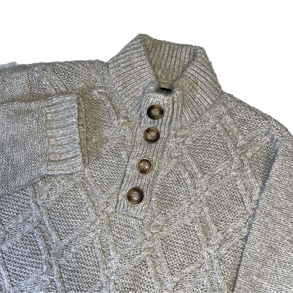 Immagini Men's XL Sweater Chunky Fisherman Knit Button Collar Wool Blend Italy